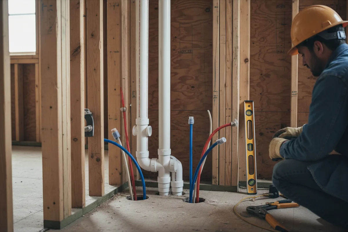 Drain and supply rough-in during Drain Cleaning in Holly Pond