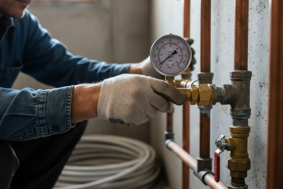 Pressure testing a repaired line during Water Line Repair in Holly Pond